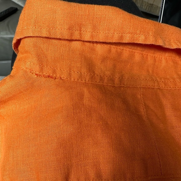 Lauren Ralph Lauren Linen Tunic Size XL Orange Button Front Collared 3/4 Sleeve - Picture 8 of 8